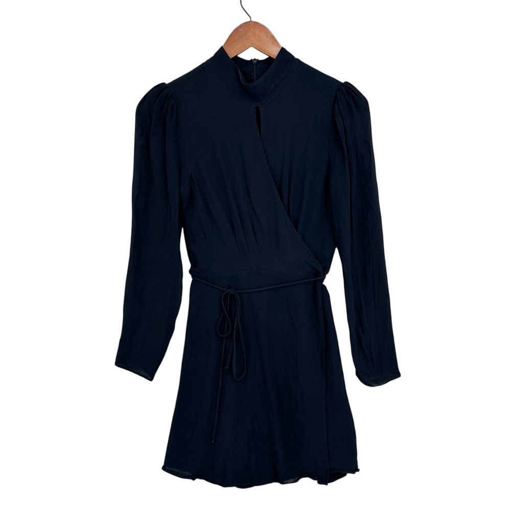 Reformation Black Long-Sleeve Mini Dress